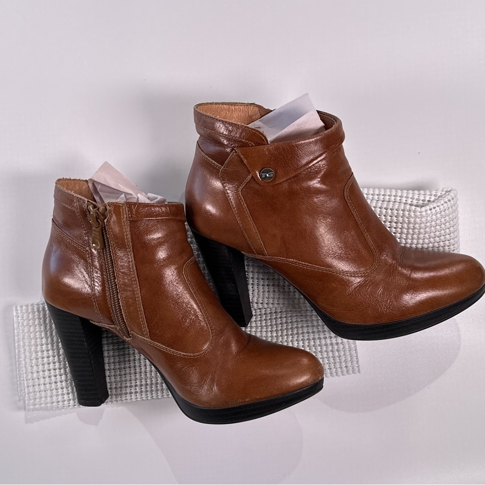 NeroGiardini Womens Leather Ankle Boots Made In Italy Block Heel Brown EU 37 - Picture 2 of 12